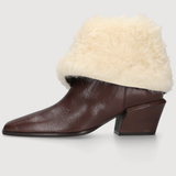 BETTINA WINTER ANKLE BOOT 50 - Dark Brown/Natural